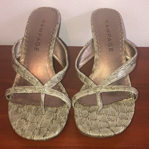 Gray low heeled sandals